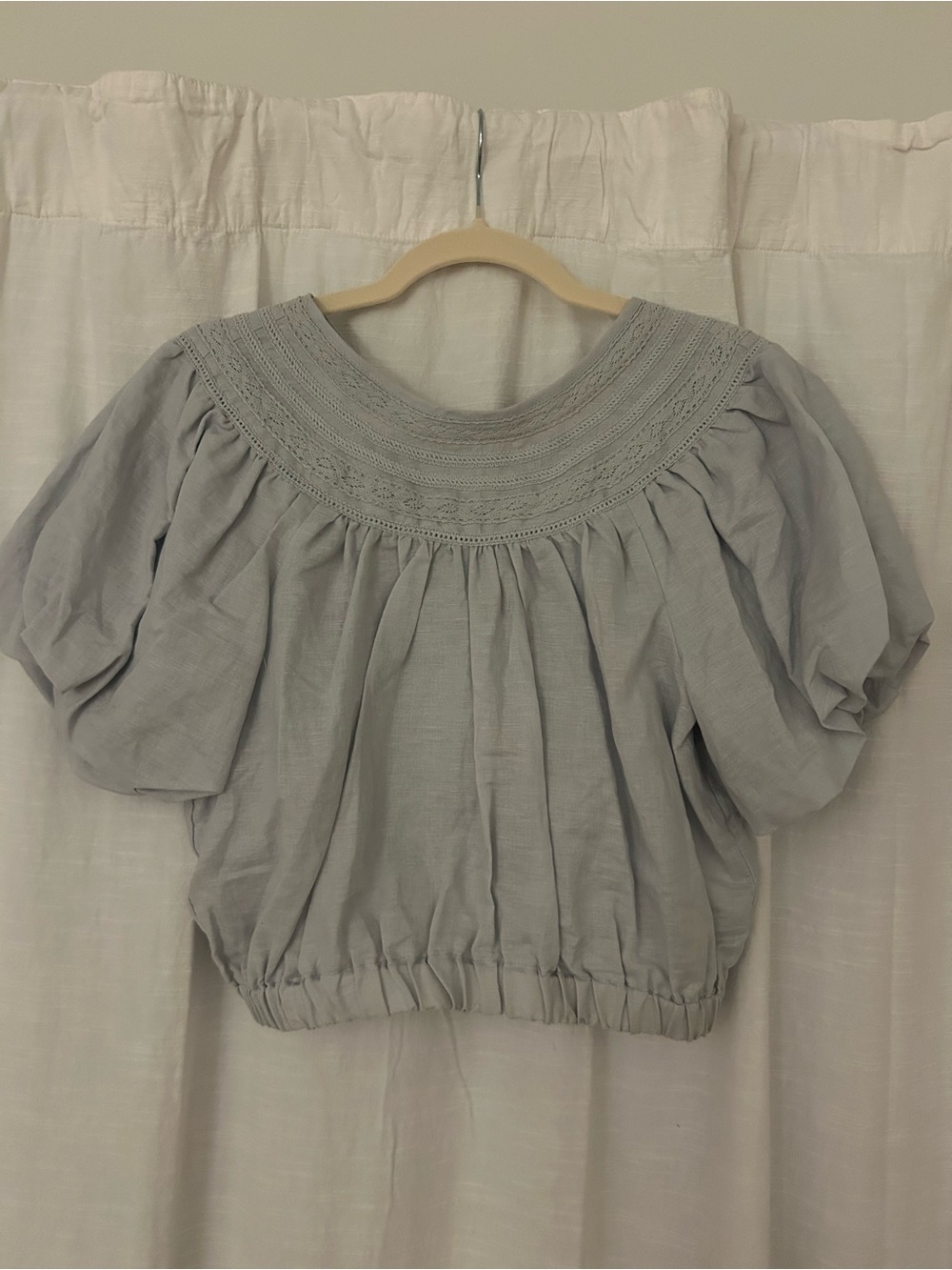 Light Blue Puff Sleeve Women’s Top
